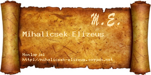Mihalicsek Elizeus névjegykártya